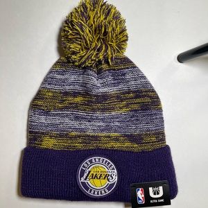 New Ultra Game NBA Los Angeles Lakers Cuffed Beanie Hat Yellow Purple One Size